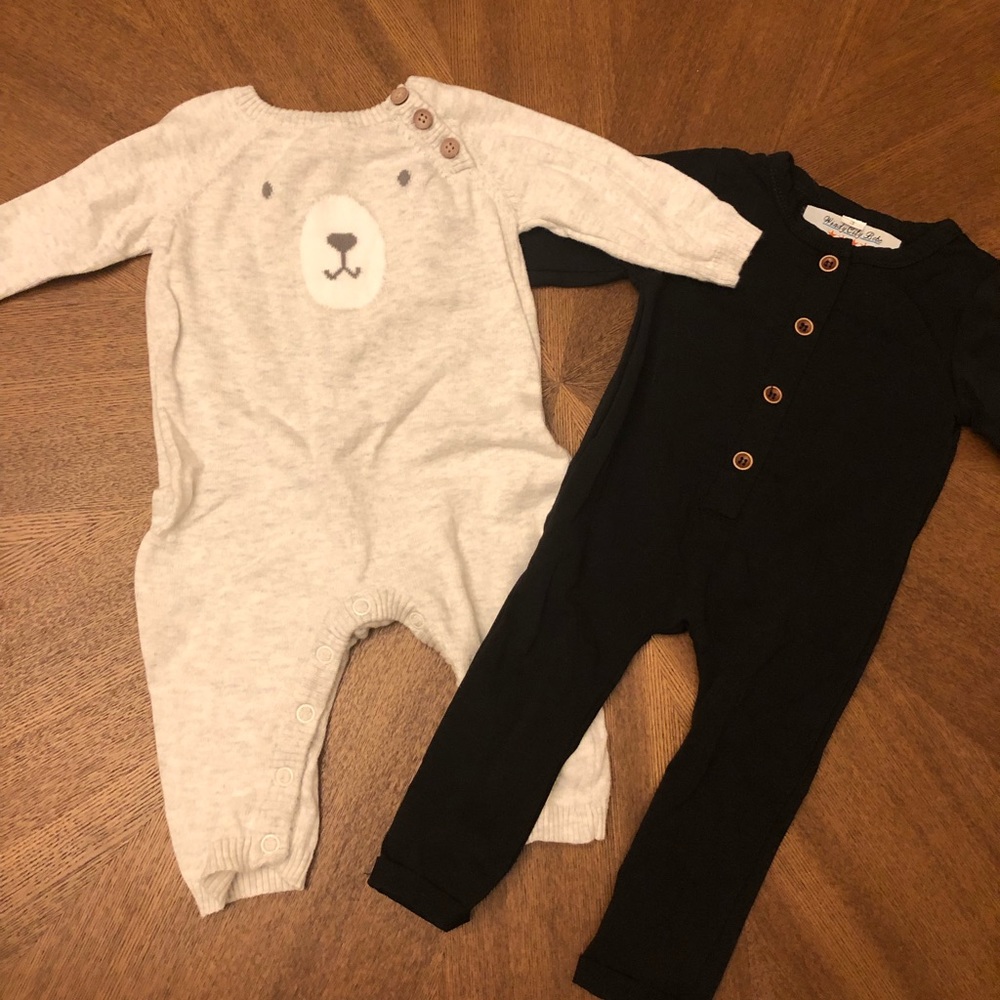 Two long rompers, size 3-month.